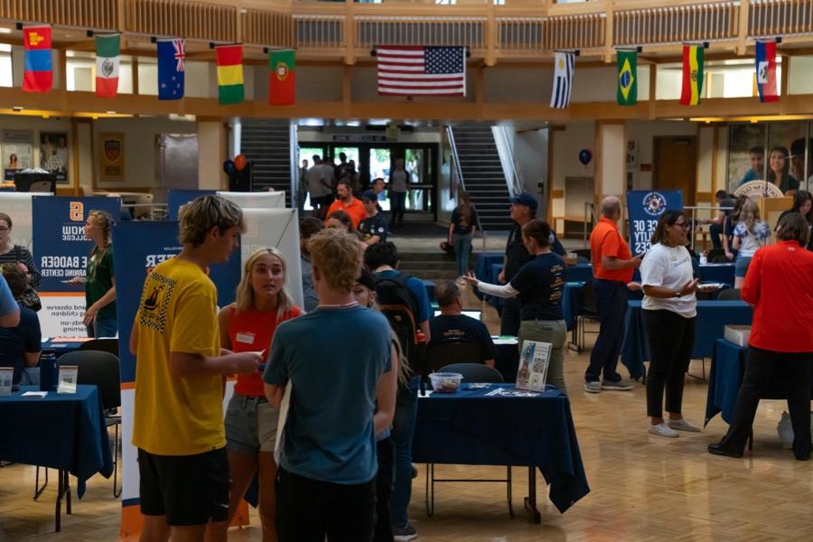 Students gather information and make connections at the resource fair